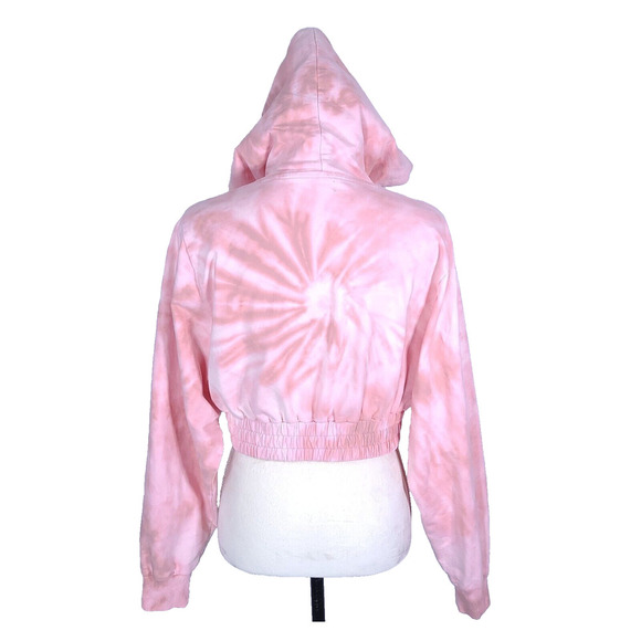 ASOS Hoodie US 4 Small Custom Pink Spiral Tie Dye Cropped Hippie Boho Festival - Picture 3 of 11